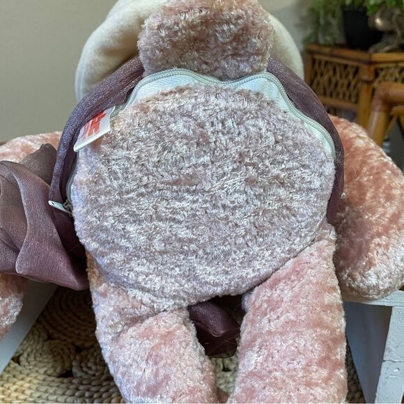 Vintage Chantilly Lane PBC LOVE PLUSH Pink Velvet Stuffed Bear Hat and Necklace - Picture 12 of 16